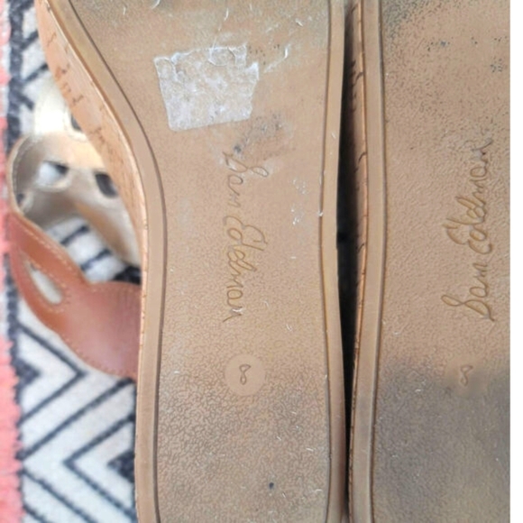 Sam Edelman Ralphie Leather Wedge Sandal in Camel Tan, sz 8 - Picture 12 of 13